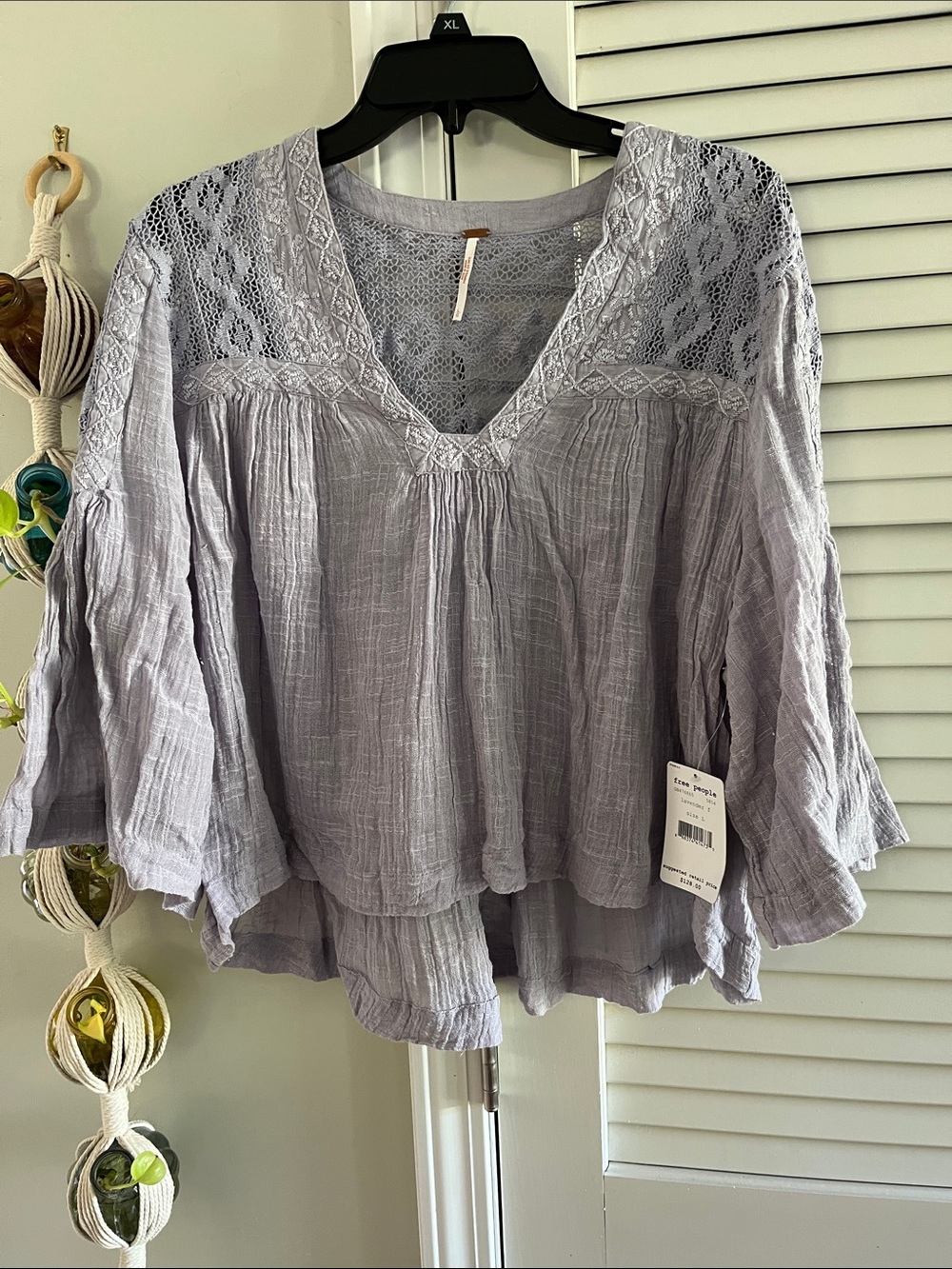 Free People Carry Me Away Blouse Lavender Size Large